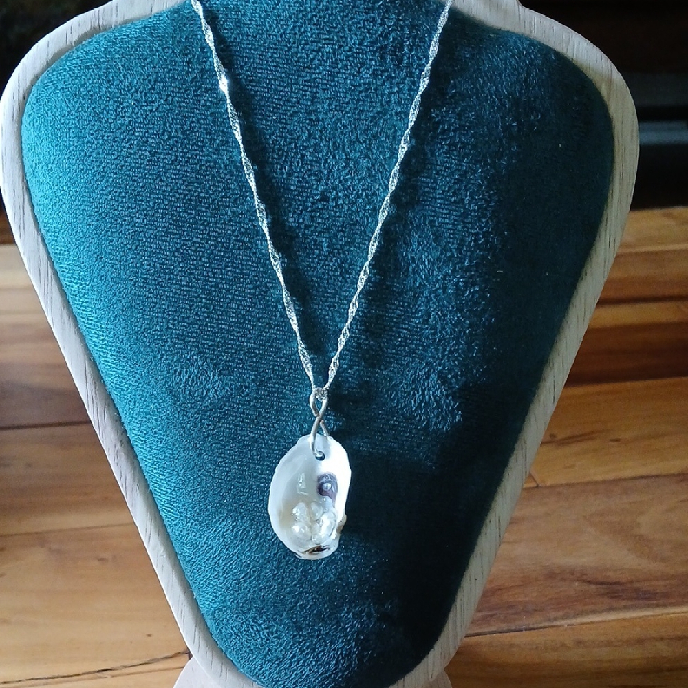 Oyster Shell Necklace With Freshwater Pearls